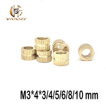 팝너트건 100 pcs m3 * 4*3/4/5/6/8/10mm od 4mm 황동 구리 삽입 mut 임베디드 널링 너트 사출 성형 기계, [06] M3X4X10 OD 4mm