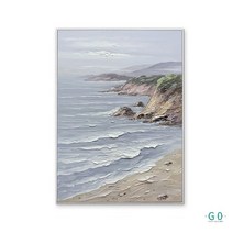 [G0갤러리] 추상화 유화 직접그린 핸드패인팅 캔버스 인테리어 그림 액자 해변 절벽, 80cmx120cm, WHITE