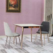 루시드퍼니처 2인식탁세트모음 2인용식탁 세라믹식탁 원목식탁 로즈골드 식탁세트, 01.비발디2인식탁세트(의자-그레이1개+다크그레이1개)