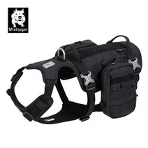 Winhyepet 개 하네스 애완 동물 야외 스트랩 3M 반사 다시 슬립 조끼 통기성 메쉬 라이닝 천으로 가방 YH18, 01 Black_03 XL
