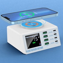 가성비LED USB 충전기 무선 4 A 급속 C PD 포트 스테이션 13 호환 샤오미 110W, 02 White_02Power Plug