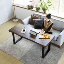 [해찬솔원목이야기] 해찬솔 우드슬랩 통원목 다이닝 거실테이블 1600/소파테이블/업테이블/, 상판색상:엔틱브라운