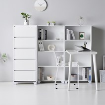 미니룸 5단서랍장 H형 학생책상 D세트, 화이트_DSAET005WXD