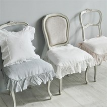 [꼬떼따블] 프렌치 린넨 프릴 의자방석 (2022-42), 블루