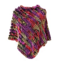 퍼코트 진짜 토끼 모피 니트 천연 모피 판초 조끼 패션 랩 코트 숄