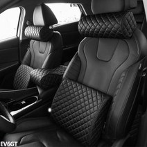 EV6GT VIP 리무진엠보 메모리폼 가죽쿠션 목쿠션 가죽목쿠션 팔쿠션 가죽팔무션 등쿠션, 벤타샵목쿠션 자수무-블랙, 상세페이지 참조3