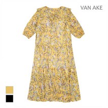 브루노바피 [반에이크] 쉬폰 프릴 리본넥 패턴 원피스_VB16OPM402Z