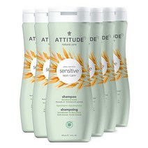 ATTITUDE 민감한 피부를 위한 영양 헤어 샴푸 EWG 인증 식물 및 미네랄 기반 성분 풍부한 오트밀 비건 동물 실험 없음 아보카도 오일 473.2ml16온스 1팩 USA 미국