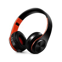 HIFI 스테레오 이어폰 블루투스 헤드폰 음악 헤드셋 fm및 모바일용 샤오미 아이폰 삼성 태블릿 지원 마이크가 있는 SD 카드 지원, 06 Black orange