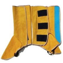 스패츠 1쌍 용접기 발 커버 가죽 스팻 보호 신발 피트 40 용 화염 방지 부츠, 01 Yellow