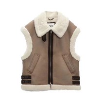 ZARA 우먼 라펠 무스탕 조끼 2969256