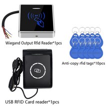 복제 방지 암호화 RFID 액세스 시스템 키트 세트 Wiegand 카드 리더 + USB 스캐너 마이크로 칩 125Khz 용, 02 Anti copy kit