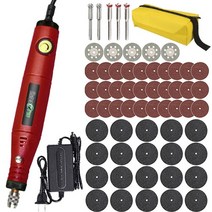 조각기 목공예 전동 조각칼 소형 그라인더 미니드릴 110V/220V 전기 드릴 조각 펜 홈 DIY 미니 기계 전동, 08 Red-60PCS_02 EU