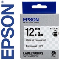 *정품* [ EPSON ] 라벨테이프, ST12K(투명바탕/검정글씨/폭12mm)