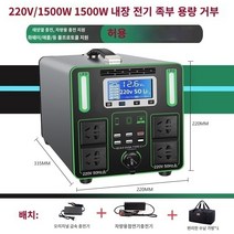 더캠핑 파워뱅크 고속충전 캠핑용 대용량 보조배터리 휴대용 전원 야외 모바일 전원 공급 장치 220v 휴대용 대용량 캠핑 스톨 라이브 방송 자율 주행 투어 비상 에너지 저장 배터리, A.0mAh, I.1500w(저장 전력 2.8kWh  260만 mAh