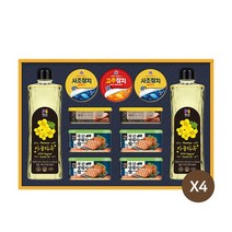 목우촌 햄 2종(돔베 생돼지) 사조참치 통조림 식용유 LG 맛있는 햄복합 54호 설 선물세트, 4개