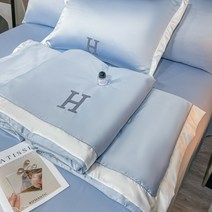 가벼운 럭셔리 침구세트 시원한 여름이불 냉장고이불 부드러운 실크이불, H 라이트 블루