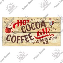 Putuo 장식 뜨거운 코코아 나무 표지판 크리스마스 플라크 레트로 매달려 로그인 Cofee 바 벽 홈, 15x30x0.5CM, WP4853