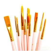 6/10pcs 수채화 물감 구 아슈 그림 펜 나일론 머리 나무 손잡이 페인트 브러시 세트 미술 용품 그리기, 분홍색