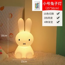 미피조명 LED 무드등 토끼램프 수면등 수유등 북유럽 캐릭터, 버튼스위치, 토끼 50cm 충전 컬러광+리모컴스위치