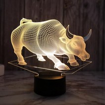 해외직구상품 3D 조명 한우 소 정육점 식당 고깃집 간판 램프 LED, 충전식 터치