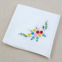 (당일출고)[자수패키지] 손수건 - 플로라 M4020 /태교DIY/프랑스자수패키지/자수액자만들기/자수손수건