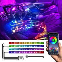 본넷 LED rgb 자동차 인테리어 발 조명 led 네온 바닥 분위기 주변 조명 스트립 앱 원격 음악 제어 자동 장식 램프, 72led 시가 앱