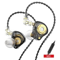 가수인이어 이어폰 TRN MT1 PRO HiFI 다이나믹 인 이어 러닝 스포츠베이스 2PIN 케이블 헤드셋 DQ6S EDX ST, 02 Black Mic
