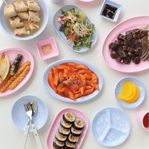 식기 17종 멜라민 2color 분식 마블 그릇 컵 파스텔, 원3절(대)_핑크