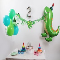 굿벌룬 홈파티세트 공룡생일파티 가랜드 숫자풍선 풍선다발스탠드 다이노 공룡풍선, 1번, 블루(소)
