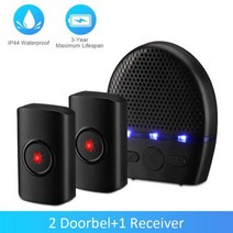 WSDCAM 무선 초인종 방수 스마트 원격 300M LED 플래시 보안 경보 아웃도어 스타일 환영 벨 홈 도어 시스템, 2Launcher 1Receiver