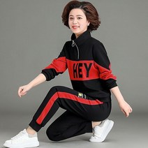 SJW 엄마옷 봄가을 트레이닝복 상하세트 빅사이즈 반집업 맨투맨 조거팬츠 중년여성 M~5XL