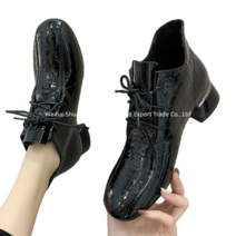 여자유광워커 2020신제품 가죽 빅사이즈 굽이얕은부츠 여성 41 43봄가을 앵클부츠 패션 미드힐 레드색 에나멜 워커