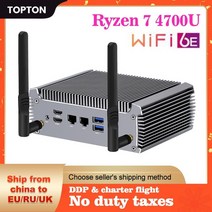 미니PC 데스크탑 고사양 topton 팬리스 amd ryzen 7 4700u r5 4500u 베어 본 게임용 컴퓨터 4k 듀얼 hd windows 1110 ht wifi6, 라이젠 3 4300u 와이파이6, 에게, 16GB DDR4 256GB NVMe