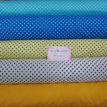 짜투리 땡 원단창고 052501 면 30수 도트무늬 원단 폭 112cm 패브릭 원단, 블루 화이트도트