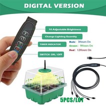 모종 5 Pack Seedling Tray with Grow LightPlant Seed Starter Trays KitGreenhouse Growing Holes 12 Cell, [02] Digital Control, [02] 5 PACK