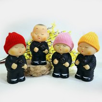 털모자 동자 저금통 - 앤틱 엔틱소품 불교악세사리 인테리어장식품 새해선물, 노랑털모자