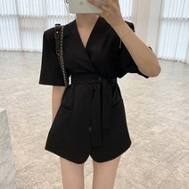 [레티고] 노카라 벨트 반팔 루즈 자켓