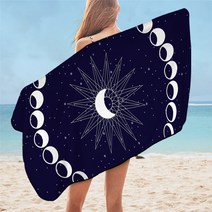 침구 아웃 도어 문 이클립스 목욕 타올 변경 갤럭시 프린트 비치 타월 마이크로 화이버 3D 풍경 요가 매트 냅킨 75cm x 150cm, 2, 75cmx150cm