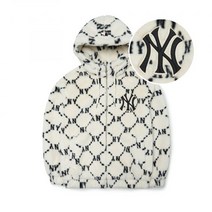MLB [에스파 윈터 착용] 다이아 모노그램 올오버 후드 후디 후드티 맨투맨 에코퍼 점퍼 NY (크림)