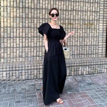 세련된 여름 느슨한 퍼프 슬리브 허리 포옹 슬리밍 나무 귀 스퀘어 칼라 튜브 탑 캐주얼 스트레이트 점프 수트 여성