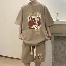 와이케이하우스 남성 트레이닝복 세트 빅사이즈 여름 츄리닝 슈트 와플 슈트 남성 티셔츠 반바지 투피스