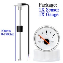 수위 센서 100mm 125mm 150mm 225mm 275mm 0-190ohm 센서가있는 게이지 자동차 보트 12V/24V 용 연료 송신기 장치, 200mm and WS gauge