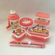 디즈니 미키마우스 미키앤 프렌즈 도시락 물통 젓가락 세트 일본정품