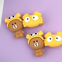 5세여아 헤어 포인트용 곰돌이 유아헤어핀 아동리본핀 초등머리핀 여아핀 어린이헤어핀 공주핀 똑딱핀