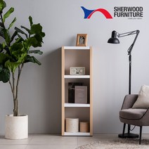 [쉐우드가구][착불배송]샤인 수납형 모던 400 3단 책장, 화이트