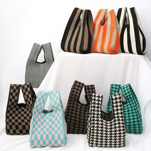 미니 손목 가방 니트 백 에코 체크 겨울 체커보드 쁘 봉다리백_[230117EA]
