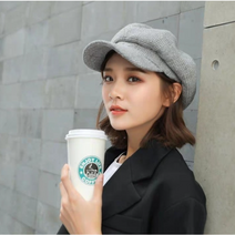 시크해 1986 체크베레모 여성모자 가을모자 무지 빵모자 팔각모