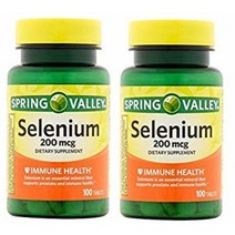 Spring Valley 셀레늄 200 mcg 100 태블릿 2팩 USA 미국