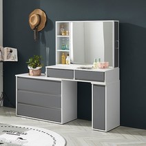 아이리스 화장대 수납형/ 확장형/ 서랍형 4color, 확장형 화장대, 화이트 그레이